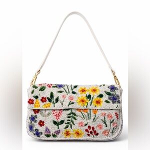 White Beaded Floral Shoulder Bag